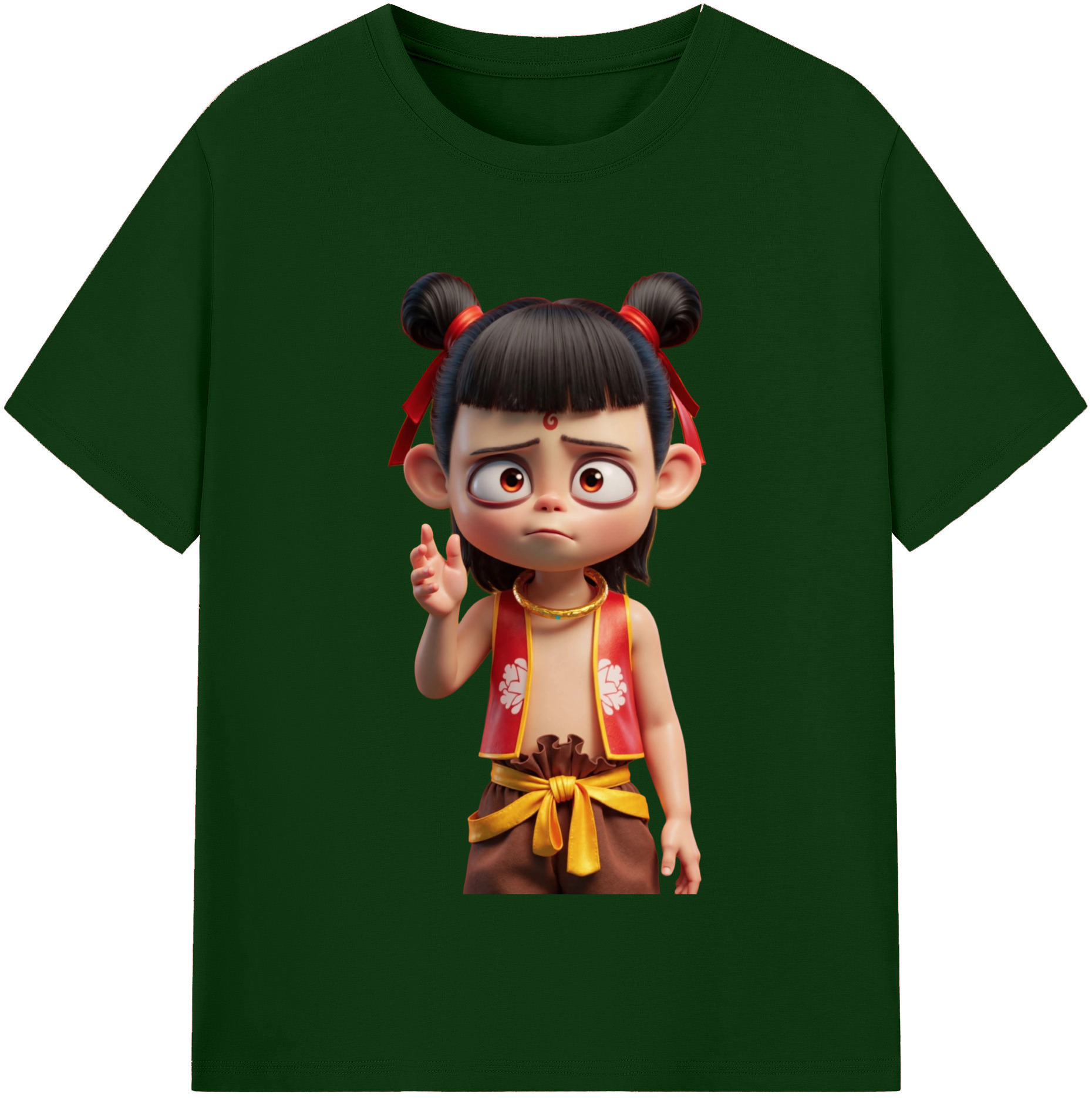 （画像用） Ne Zha 2 ナタ 魔童の大暴れ 綿100％半袖Tシャツ（フロントプリント）